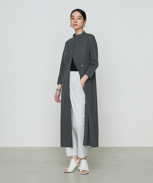 ストレッチタフタ シャツドレス