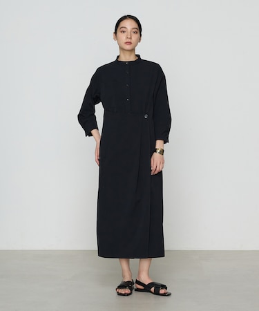 ストレッチタフタ シャツドレス