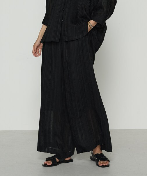 〔 +サイズ 〕 ジャカードボーダー タックワイドパンツ