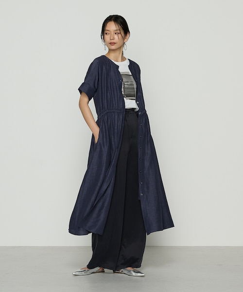 サイズ 〕 紙テンセル天竺 肩タックの半袖ドレス｜ギャバジンK．Tの