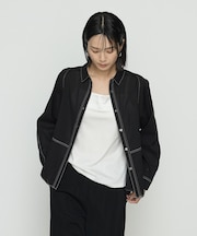 〔 +サイズ 〕 ドライオーガンジー ステッチワークドルマンシャツ