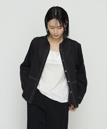 〔 +サイズ 〕 ドライオーガンジー ステッチワークドルマンシャツ