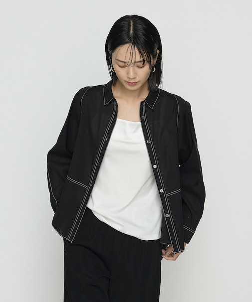 〔 +サイズ 〕 ドライオーガンジー ステッチワークドルマンシャツ