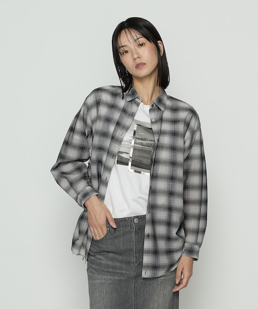 シアーボイルチェック ドロストシアーシャツ