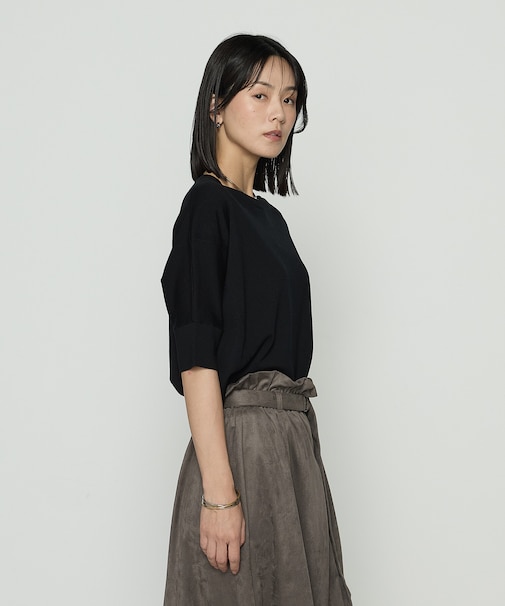 〔 +サイズ 〕 リヨセル天竺 ゆったりニットソー