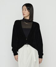 〔 +サイズ 〕 ストレッチモール マシュマロニットショートカーディガン