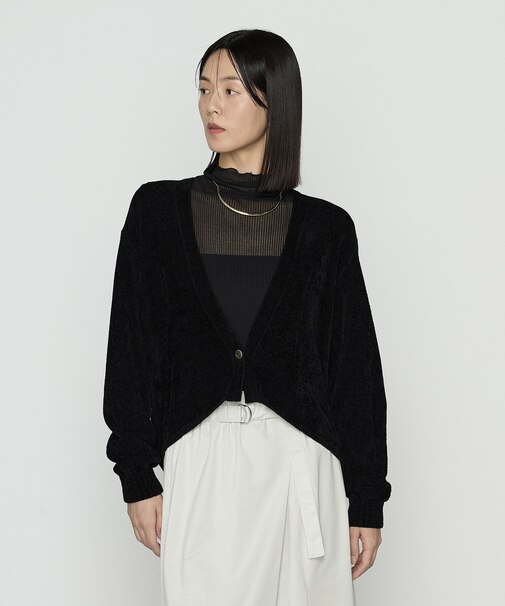 〔 +サイズ 〕 ストレッチモール マシュマロニットショートカーディガン