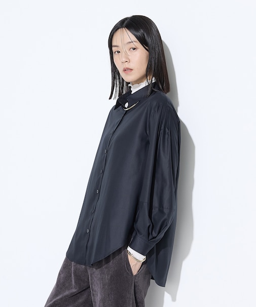 マイクロスパン タックボリューム袖のブラウス