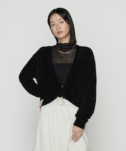 ストレッチモール マシュマロニットショートカーディガン