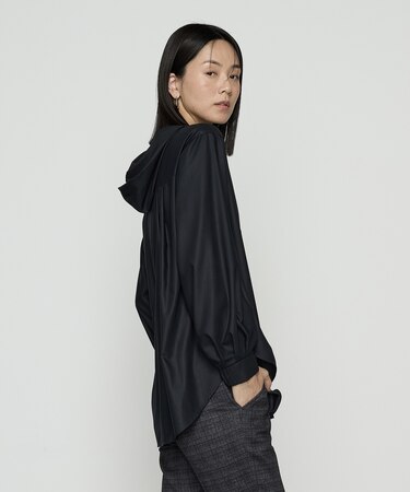 〔 +サイズ 〕 マイクロスパン フード付きブラウス