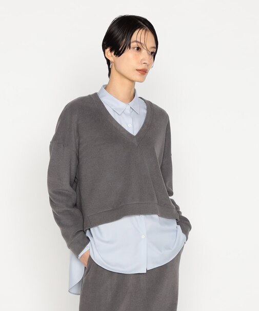 〔 +サイズ 〕 ニットコール レイヤードセーター