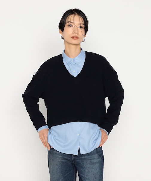 〔 +サイズ 〕 ニットコール レイヤードセーター