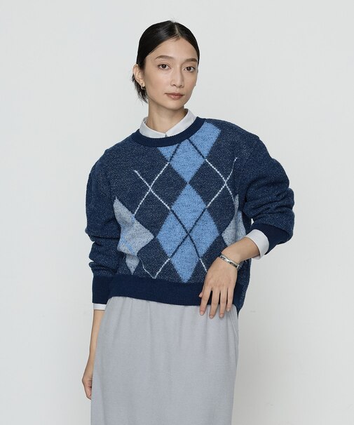 〔 +サイズ 〕 ジャカード アーガイルニットセーター