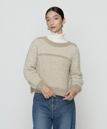 〔 +サイズ 〕 ふわもこモールシャギーヤーン ファーセーター