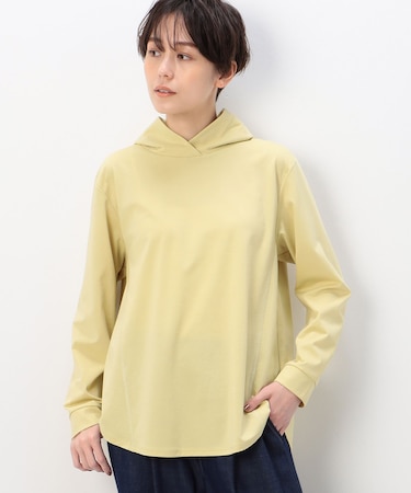 〔 +サイズ 〕 【洗える】ハイゲージポンチ 立襟風フードプルオーバー