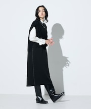 ケーブルニットベスト付き ワンピース