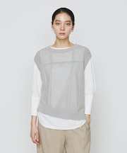 〔 +サイズ 〕 【2WAY】和紙×peフリーゼヤーン スクエアメッシュベスト