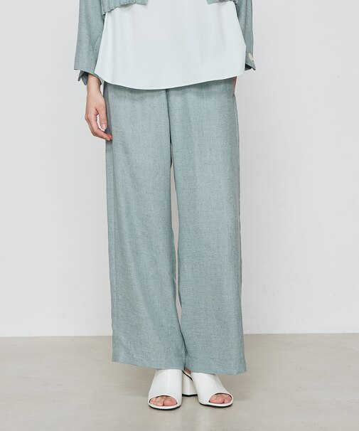 麻調合繊 ワイドパンツ