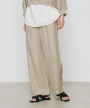 〔 +サイズ 〕 麻調合繊 ワイドパンツ
