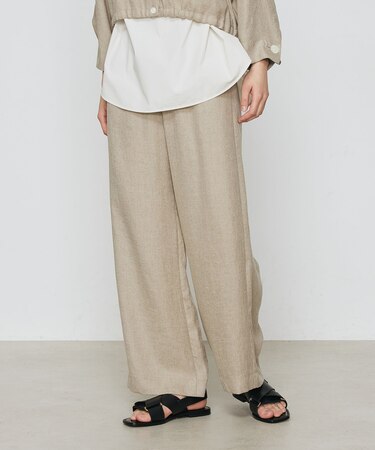 〔 +サイズ 〕 麻調合繊 ワイドパンツ