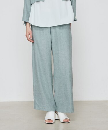〔 +サイズ 〕 麻調合繊 ワイドパンツ