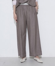 〔 +サイズ 〕 オトナシャンブレー タックワイドパンツ