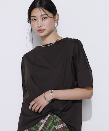 〔 +サイズ 〕 プレーティング天竺 ワンタックプルオーバー