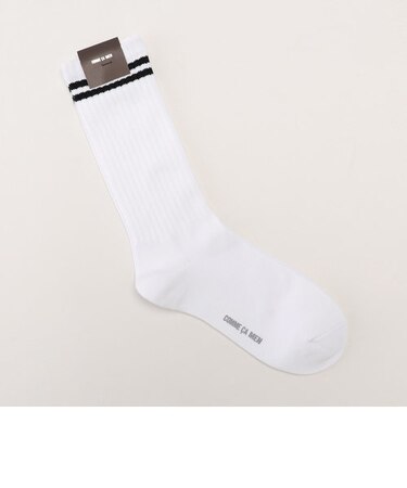 ラインリブ　クルーソックス ホワイト