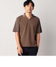 ニットリブコンビ スキッパーカットソー