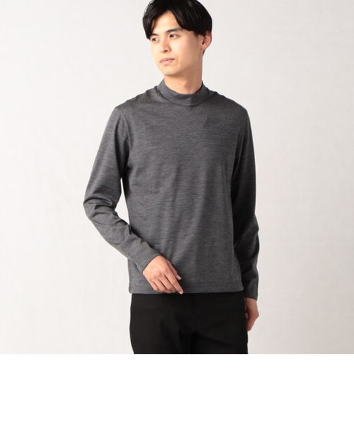 【ウォッシャブルウール】 モックネック長袖Tシャツ