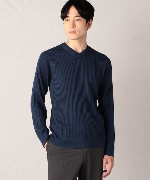 【リブ・ニット】Vネック
