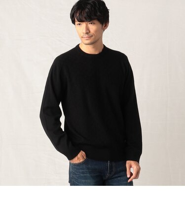 ウールカシミヤ 市松柄クルーネックニット