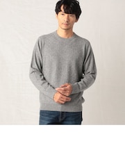 ウールカシミヤ 市松柄クルーネックニット