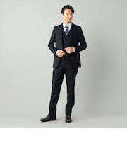 【上下セット/ベスト別売り3ピ－ス対応有】ウールポリエステル シャドーストライプスーツ