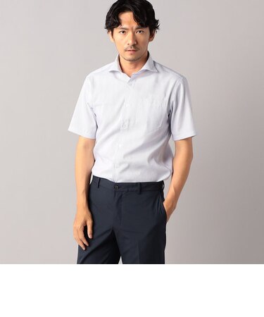 【形態安定】ドビーストライプ ストレッチ半袖ドレスシャツ