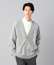 天竺×裏目切り替え強縮ニット カーディガン