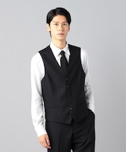 【スリーピース対応】ウールシルクストライプ ノーカラージレ