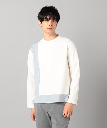 カラーブロック 長袖クルーネック