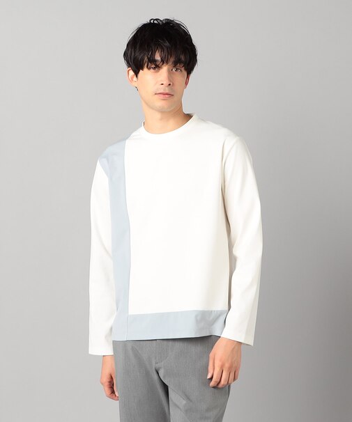 カラーブロック 長袖クルーネック