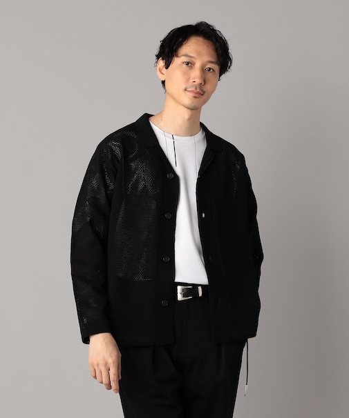 メッシュ編み ニットシャツ