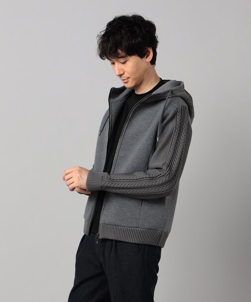 ニットコンビ ジップアップパーカ