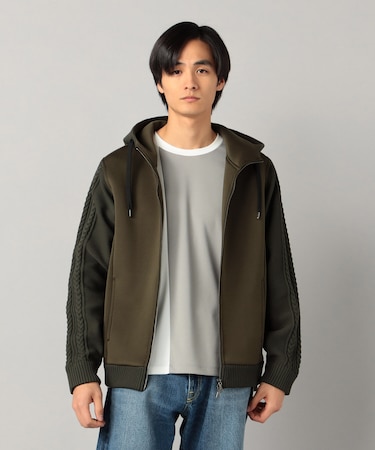 ニットコンビ ジップアップパーカ