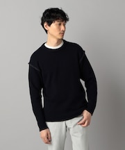 ブランケットステッチ クルーネックニット