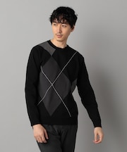 アーガイル柄 クルーネックニット