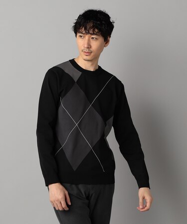 アーガイル柄 クルーネックニット