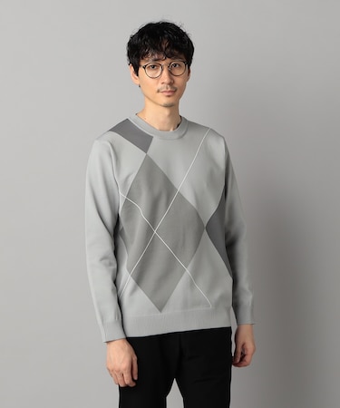 アーガイル柄 クルーネックニット