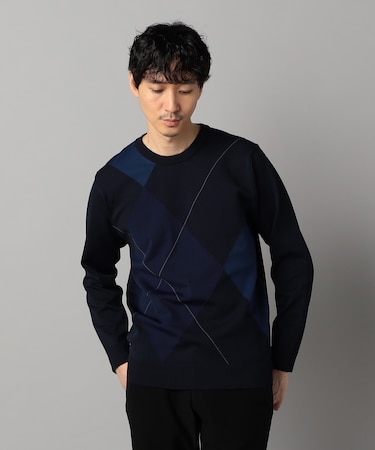 アーガイル柄 クルーネックニット