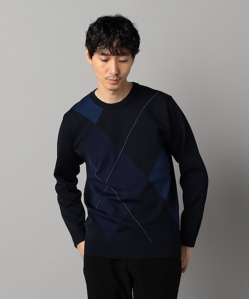 アーガイル柄 クルーネックニット
