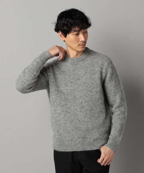 アルパカシャギー クルーネックニット