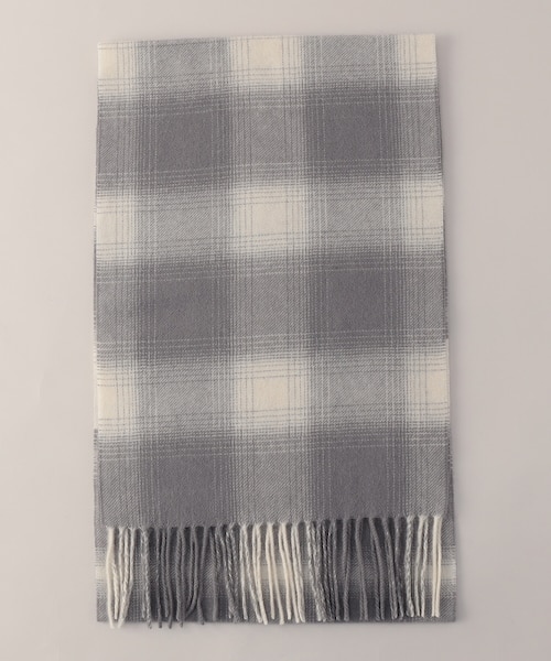 [新品]定価14，300円 コムサメン ウォッシャブルマフラー カシミヤ100% カシミヤ オンブレーチェックマフラー （マフラー・ショール